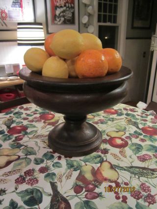 Mid Century Wood Hand Turned Pedestal Fruit/centerpiece Bowl Made In Italy photo