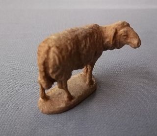 Antique Hand Carved Wood Sheep Lamb Creche Figurine photo