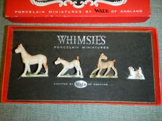 Wade Whimsies Porcelain Miniature Horse Dog Figurine Set No.  5 With Box Vintage photo