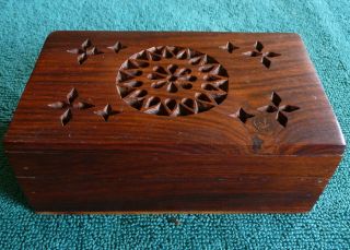Vintage Hand Carved Wood Box India photo