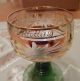 3 German Roemer Wine Glasses - Etched,  Gold Trim,  Green Ring Base - Altötting Stemware photo 4