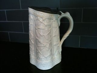 Mistletoe Jug Pitcher Brownfield Victorian Large Relief Moulded photo