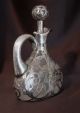 Elaborate Sterling Silver Sinewy Overlay On Antique Glass Pitcher & Stopper Pitchers & Jugs photo 1