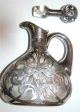 Elaborate Sterling Silver Sinewy Overlay On Antique Glass Pitcher & Stopper Pitchers & Jugs photo 4
