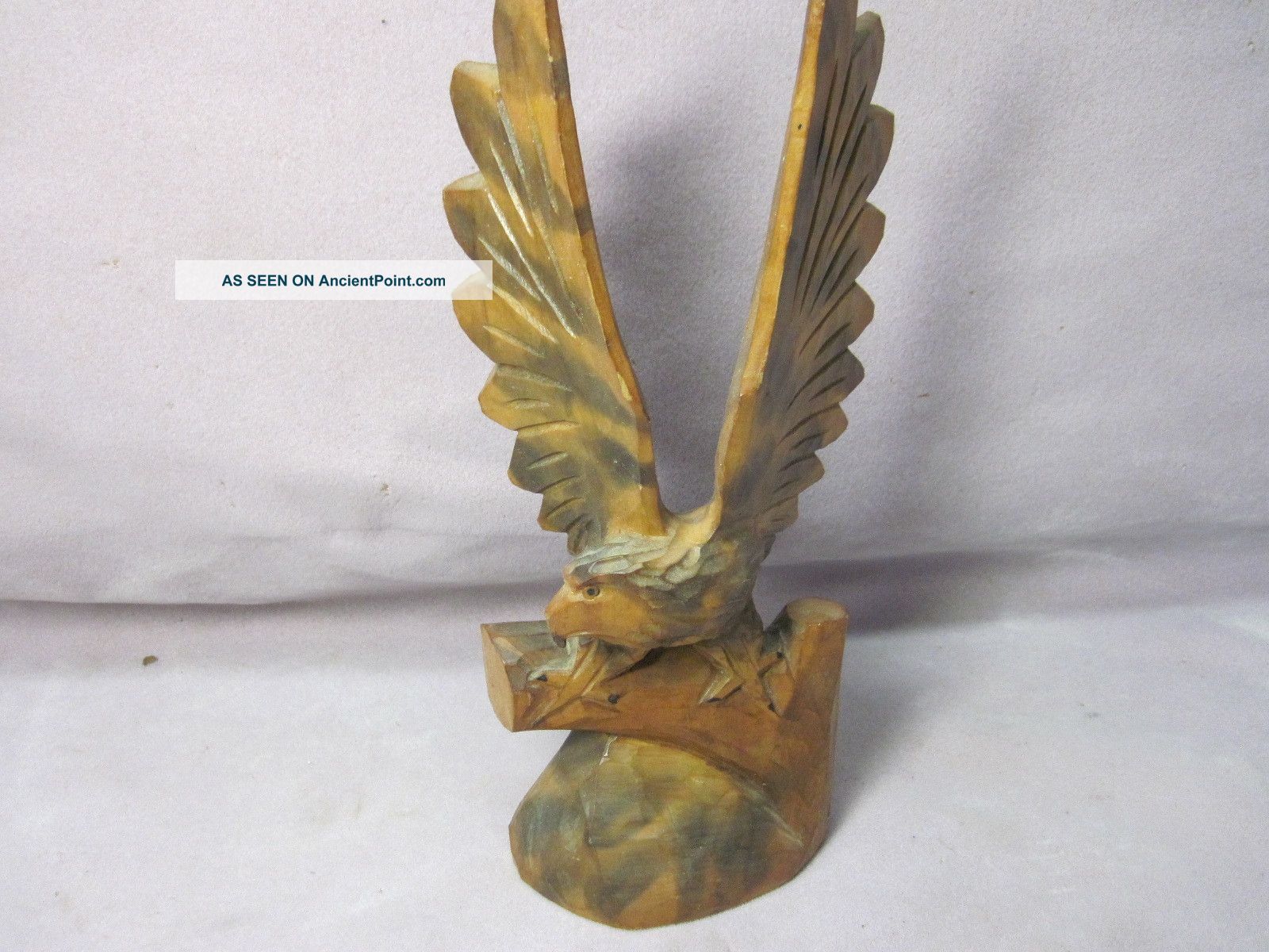 Hand Carved Wooden Eagle Russian Vintage Carved Figures photo