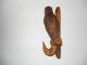 A 19th C Black Forest Owl Crop Hook Carved Figures photo 5