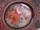 Antique Decorative Carved Wood Jewelry Box With Floral Beads Tapestry Art Work Boxes photo 2