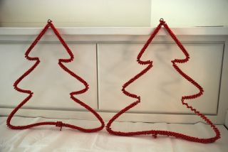 Vintage Wire Christmas Trees Red Patina Holiday Decoration photo