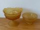 Vintage Frosted Floral Amber Glass Lidded Compote/bowl/candy Dish Compotes photo 2