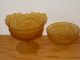 Vintage Frosted Floral Amber Glass Lidded Compote/bowl/candy Dish Compotes photo 4