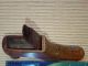 Large Wood Snuff Shoe,  Brass Square On Hinged Lid,  Brass Cleats On Heel And Toe Boxes photo 2
