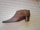 Large Wood Snuff Shoe,  Brass Square On Hinged Lid,  Brass Cleats On Heel And Toe Boxes photo 4