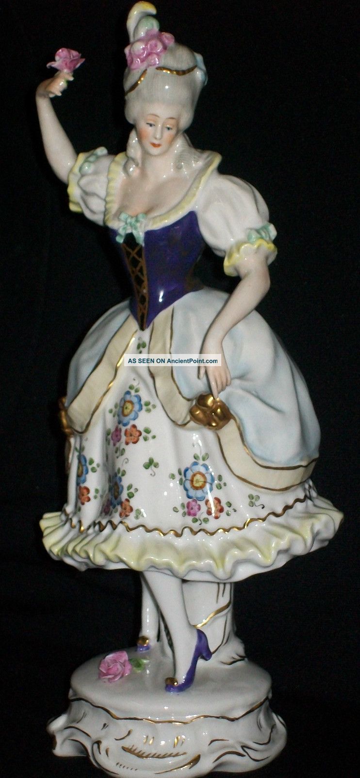Antique Capodimonte Dresden Lady Queen Dancer Porcelain Figurine Half Doll Rel Figurines photo