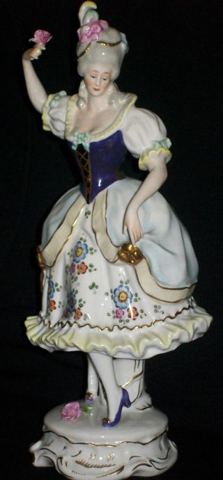 Antique Capodimonte Dresden Lady Queen Dancer Porcelain Figurine Half Doll Rel photo
