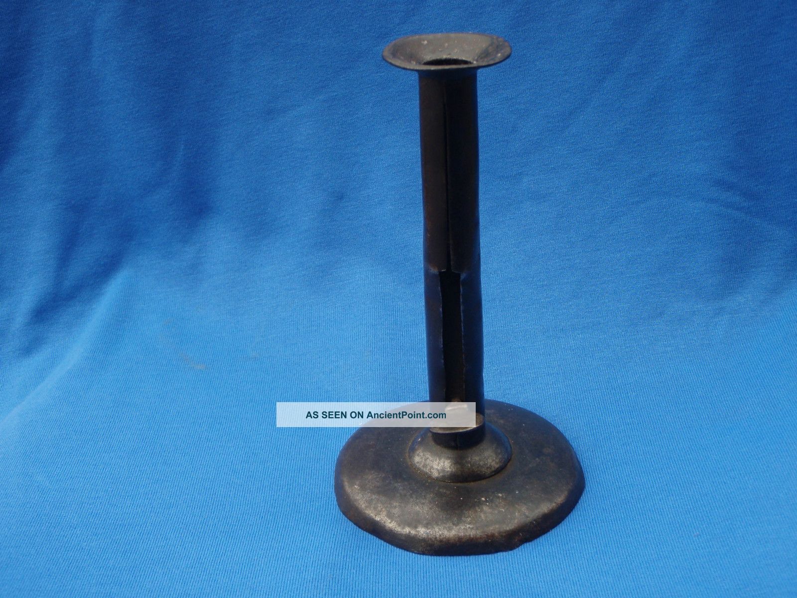Antique Rolled Iron Hog Scraper Candlestick Metalware photo