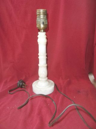 Antique Solid White Marble Bedside Or Living Room Table Lamp Light photo