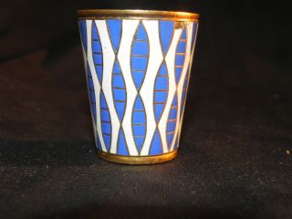 Enameled Imperial Russia Vodka Cup Masterpiece Gold Blue & White photo