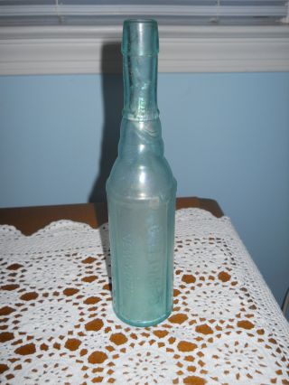 Antique Blue Glass Long - Neck Bottle - C.  Lediard New York photo