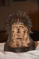 Antique Cr 1915 Cast Iron Chief Sitting Bull Bookend Native American Indian Rare Metalware photo 1