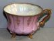 Vintage Royal Sealy Porcelain China 3 - Footed Pink Cup & Reticulated Saucer Japan Cups & Saucers photo 2