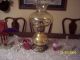 Gorgeous Amber Lamp Vintage And Just Lovely With Roses And Leaves Lamps photo 2