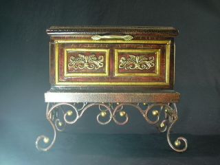 Decorative Wooden Box With Metal Legs photo
