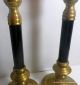Pair Of Old Brass And Black Enamel Candlesticks Metalware photo 4