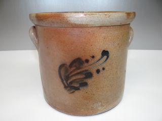 Antique Broken Cracked Stoneware Decorative Floral Flowers Pottery Pickle Crock photo