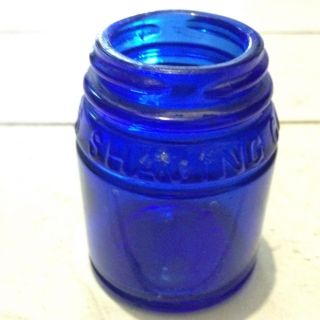 Vintage Ingram ' S Shaving Cream Jar Blue Glass photo