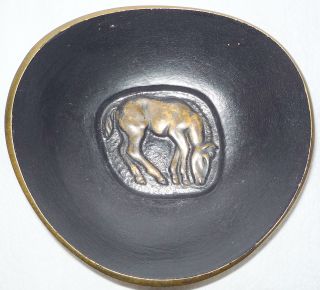 Vintage Mid Century Modern Bronze Dish With Horse - Signed photo
