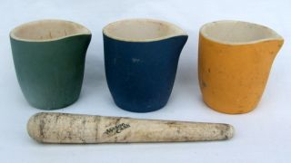 Vintage Set Of Mason Cash Mortars & Pestle - Quality English Ceramic - De11 8eq photo
