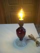 Antique Lamp Ruby Glass Swirls Crystal Base Bubble Design Works Vanity Lamp 9 
