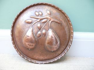 19thc Arts & Crafts Copper Charger With Pears photo