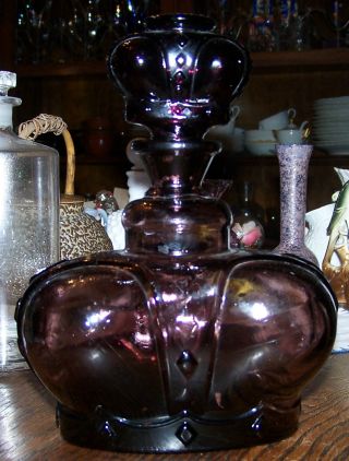 Vintage Victrylite Amethyst Crown Decanter With Stopper Oshkosh Wis Italy Large photo