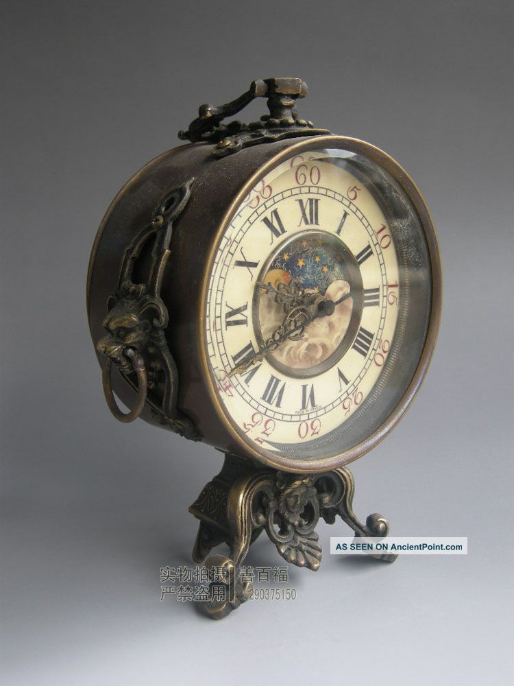 Available handmade antique mechanical clock locust pointer bronze statue watches 