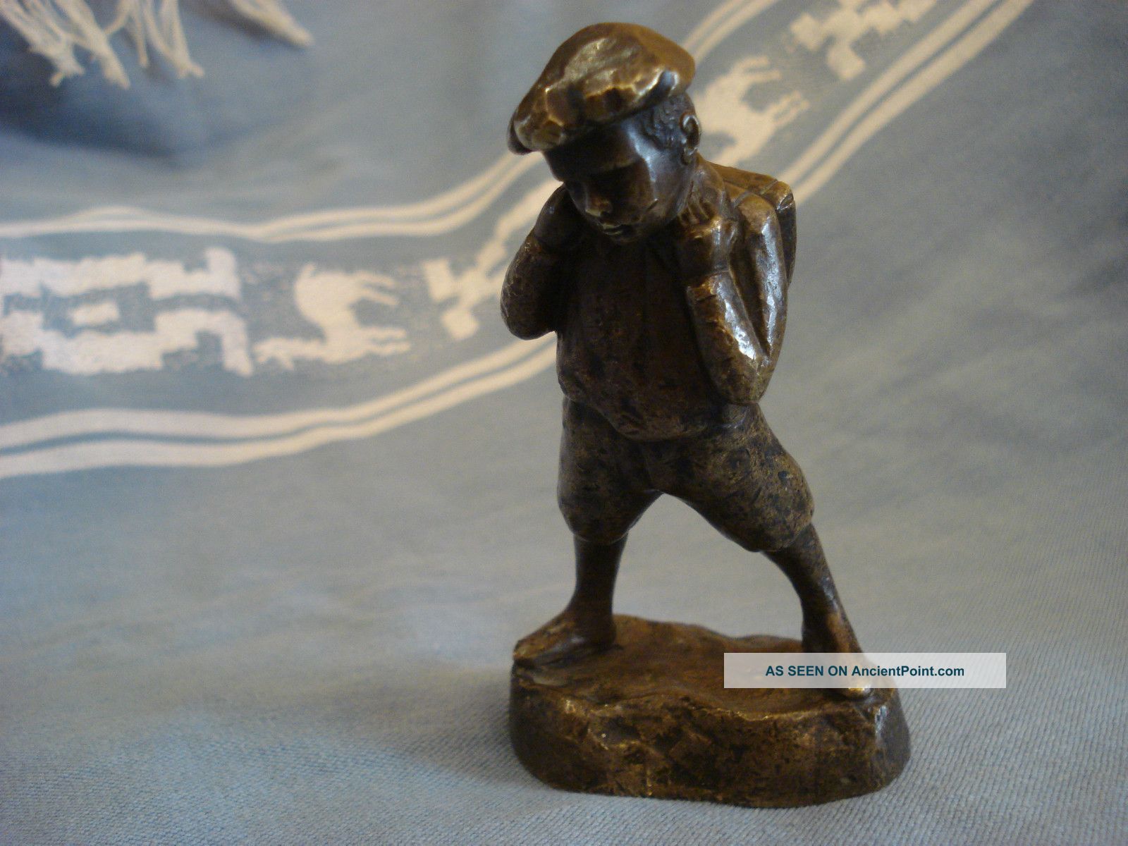 Antique Vienna Bronze Child Boy Scout Metalware photo