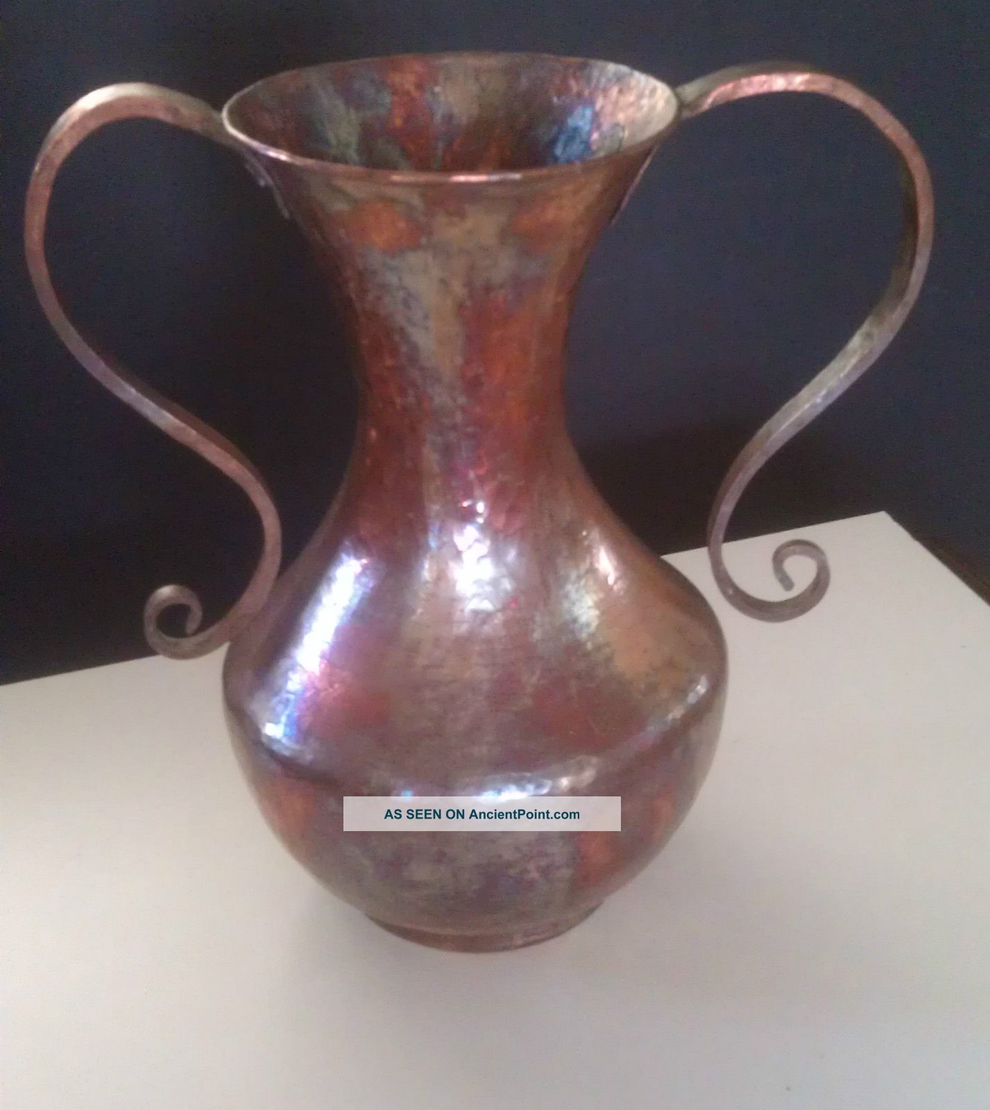 Mexican Copper Hand Hammered Vase Metalware photo