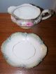 Antique Porcelain Rs Prussia Gravy Boat With Underplate Pink Roses White Blossom Other photo 1