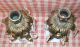Pair Antique Bronze,  Brass?,  Candelabra,  Dolphins Base With Crystal Metalware photo 1