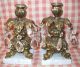Pair Antique Bronze,  Brass?,  Candelabra,  Dolphins Base With Crystal Metalware photo 2
