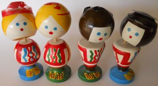 Hand Painted Soviet Era Russia,  Russian Wooden Dolls,  Four Dolls photo