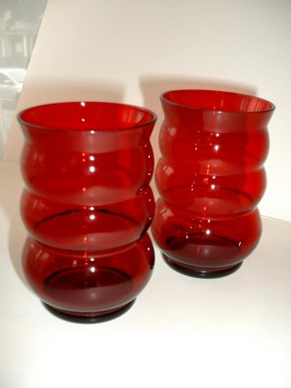 Set Of 2 Antique Glass Vases,  Red Color,  Ex.  Cond. photo