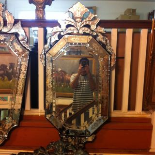 Large Venetian Beveled Etched Wall Mirror photo
