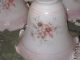 3 White & Pink Trim Ruffled Edge Lamp Shades Globes 5 1/4 