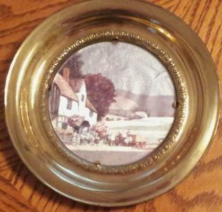 Vintage Brass & Foil Art Wall Plate Made In England photo