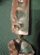 Antique Pink Cased Glass Large Mantle Luster Lustre Long Crystal Drops Candle Holders photo 5
