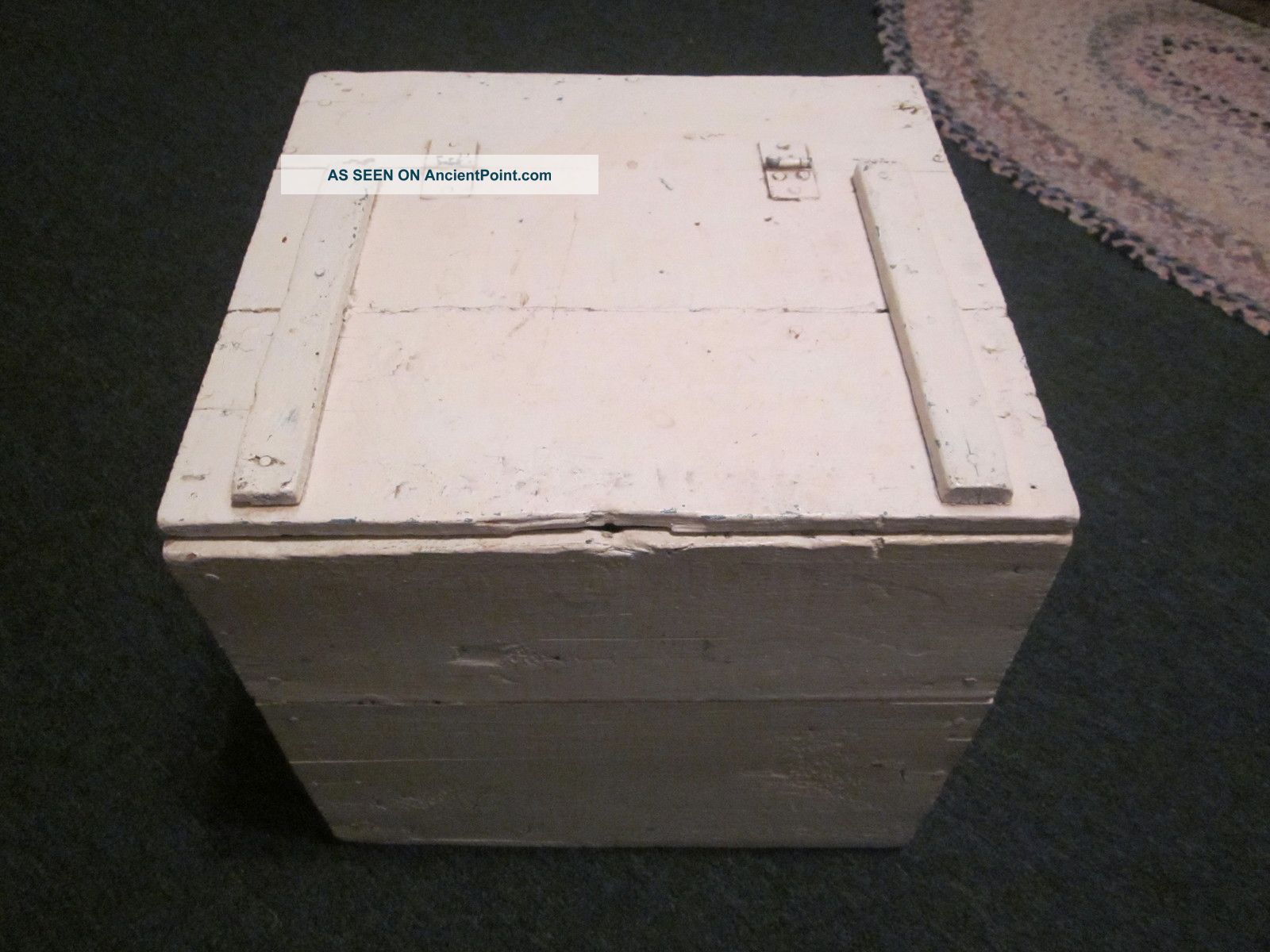 Antique Handmade Wooden Box For Quilt Squares Boxes photo