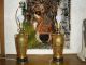 Antique Lamps Handmade In 1915 24kt Gold Foil Inlay Family Heirloom Lamps photo 1