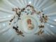 Antique Hand Enameled Victorian Glass Brides Bowl W/ Hand Embelished Portrait Bowls photo 2