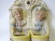 Antique Wall Mount Porcelain Lady & Gentelmen Match Holder Figurines photo 1